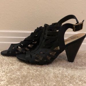 Strappey sandal black heels